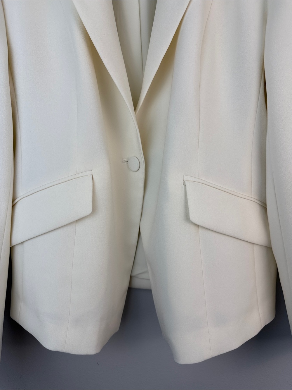 Karen Millen Tailored Crepe Blazer Ivory Structured Single Breasted Jacket Sz 12 - Picture 7 of 16